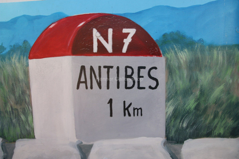 Kilometerstein Antibes 1 km gemalt