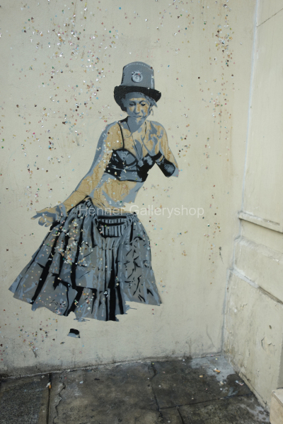 Wandmalerei, Frau mit Hut