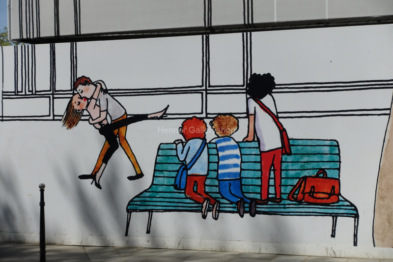 Wandmalerei, Paar und Kinder